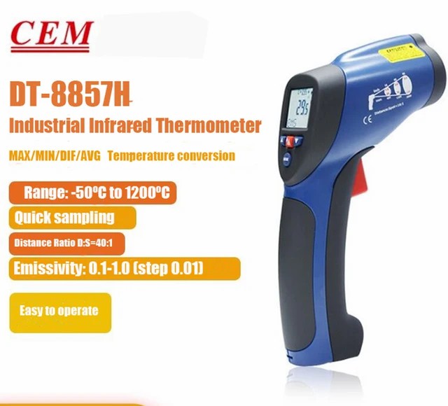 CEM DT-8856H DT-8857H Infrared Thermometer Package Industrial High Temperature Electronic Laser Temperature Measuring Gun CEM DT-8856H DT-8857H Infrared Thermometer Package Industrial High Temperature Electronic Laser Temperature Measuring Gun